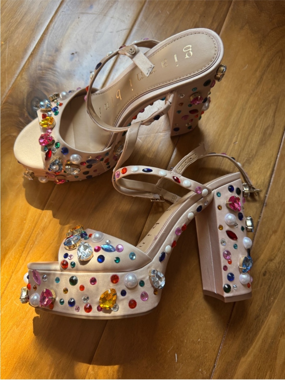 NWT Gianni Bini Calvan Jewel Ornamented Platform Dress Sandals Sz 6,5 - Picture 5 of 7